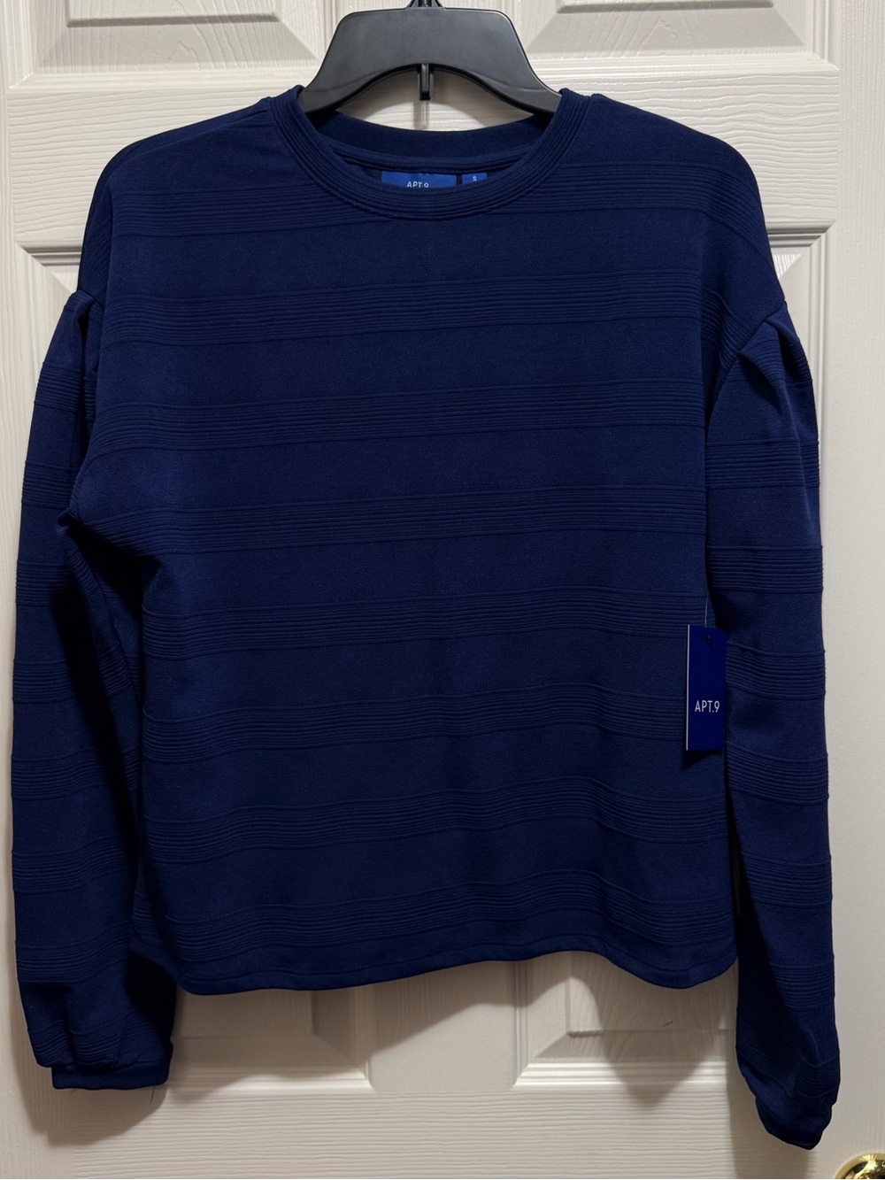 Apt. 9 Navy Women's Textured Crewneck Top